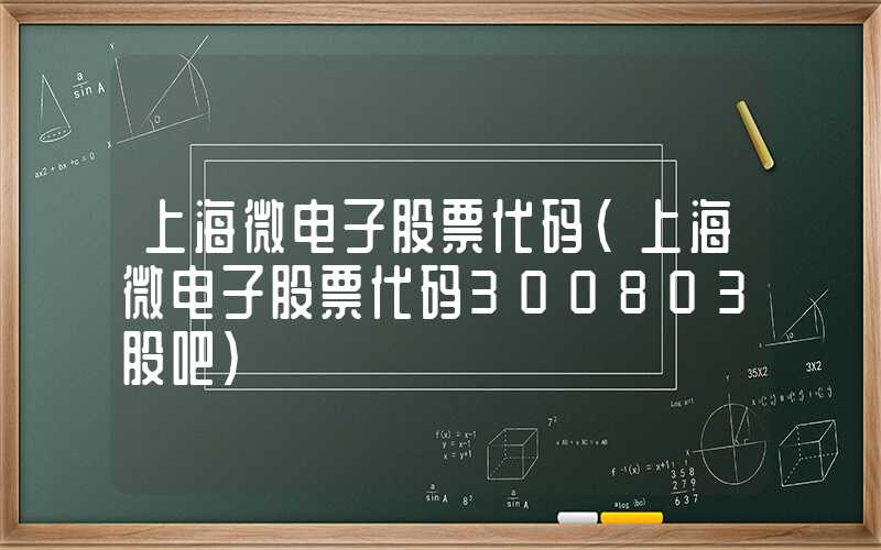 上海微电子股票代码（上海微电子股票代码300803股吧）